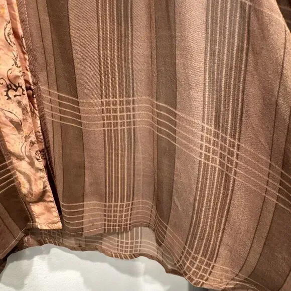 URU Mixed Print Flowy Asymmetrical Tunic Top Womens One Size Silk Boho FLAWED - Picture 6 of 16